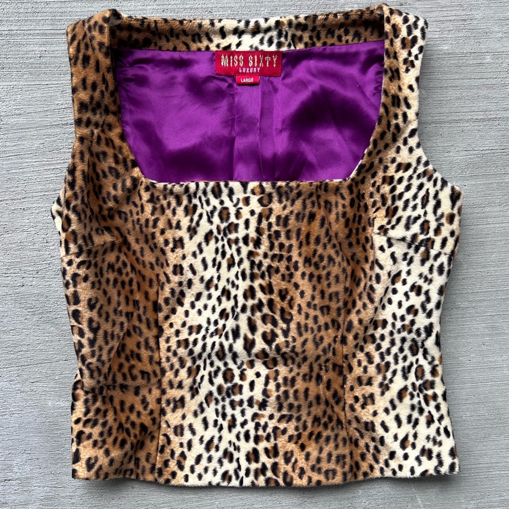 Miss Sixty ~ 2000s Vintage Fuzzy Leopard Corset